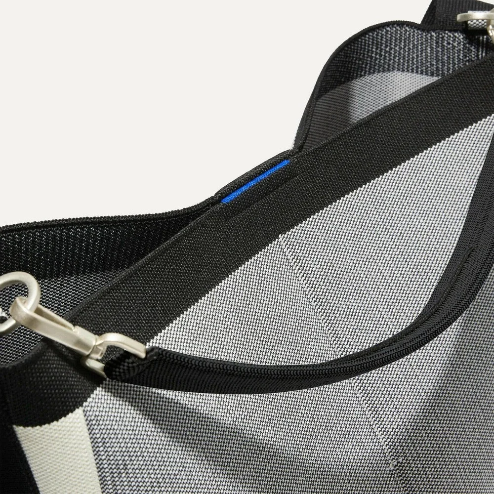 Rothy's Gray and Black Crossbody Tote with White Stripe